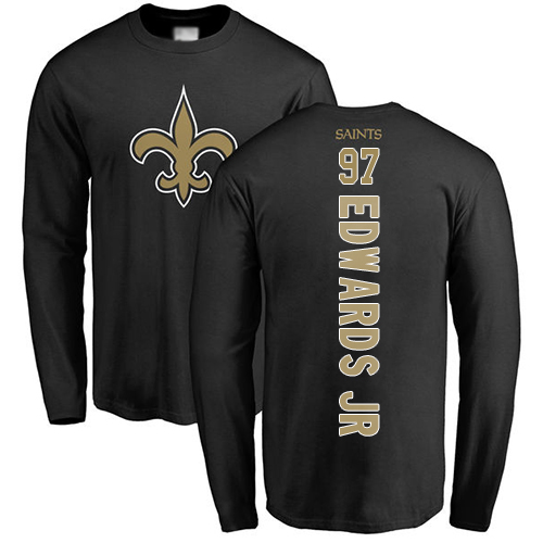 Men New Orleans Saints Black Mario Edwards Jr Backer NFL Football #97 Long Sleeve T Shirt->new orleans saints->NFL Jersey